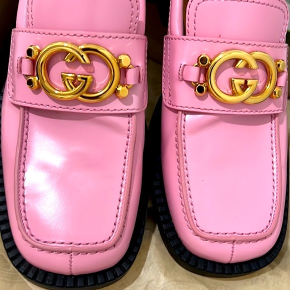 Gucci Interlocking G Leather loafers -sugar pink 391/2 pre own - Picture 6 of 16